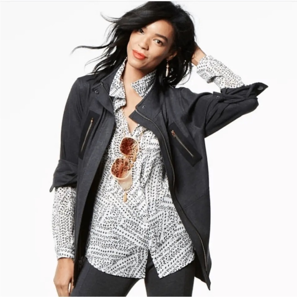 Cabi 3255 Osaka Nights Split-Back Printed Blouse M